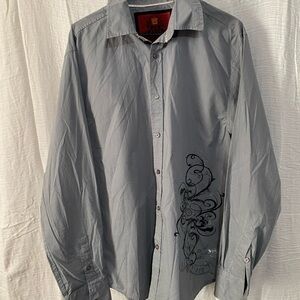Gray and Black Button Down Shirt